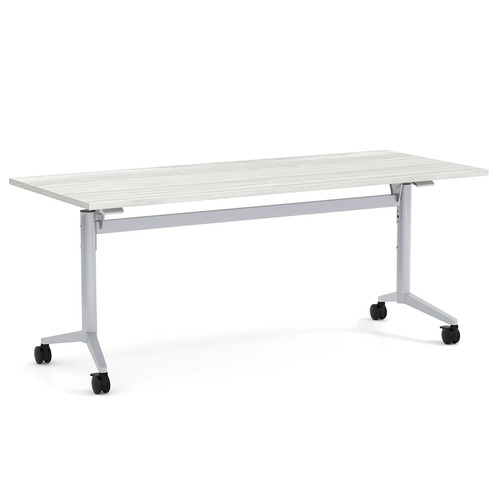 Nestling Flip Top Table 30" X 72" - Silver Birch Top with Silver Base