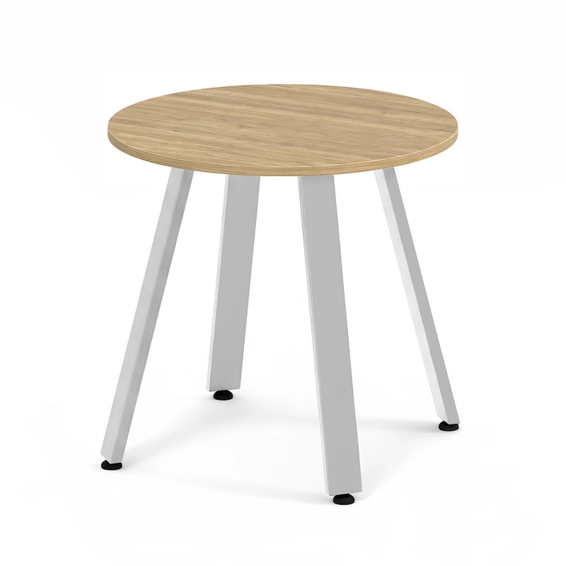 Signature Round Meeting Table 30" - Aspen with Silver Metal Legs