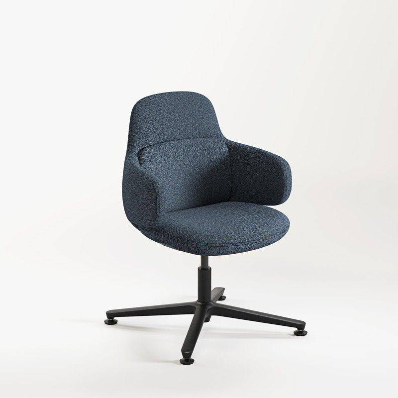 CHK73420 VIVA CLUB CHAIR w/ BLACK FIXED BASE - Blue Seat