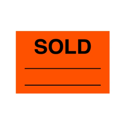Sold Label - 2" x 3" - Fluorescent Red