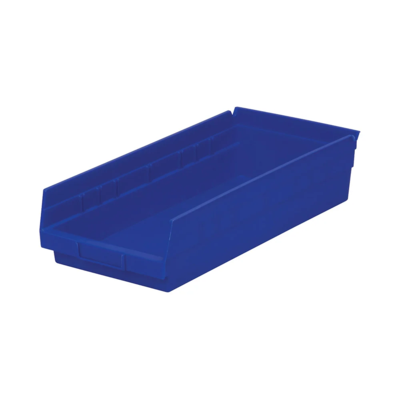 Shelf Bin - Plastic - 17-7/8" x 8-3/8" x 4" - 20 lb Capacity - Blue