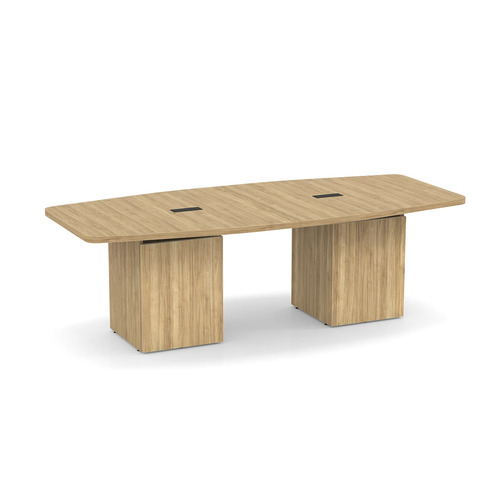 Boat-Shape Conference Table 8 Ft with Cube Base - Aspen