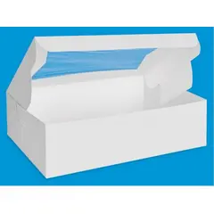 14 X 10 X 4 WHITE BAKERY CAKE BOX, 1/4 SHEET, WITH WINDOW, AUTOMATIC HONEYMOON, 100/CS FPOR-14104W