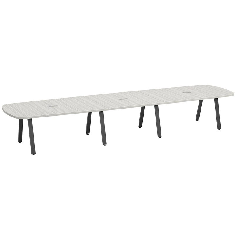 Signature Arena Conference Table 16 Foot - Silver Birch with Black Metal Legs