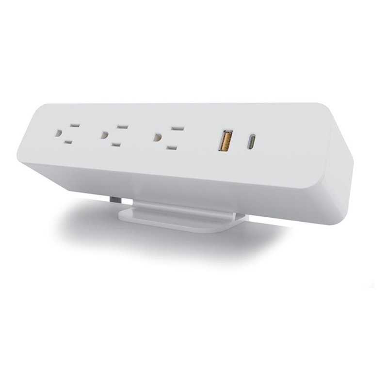 PM3ACUSBA/C-CLMP-WT Desktop Power Mount White, 2 USB, 3 A/C, 6' Power Cord