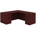 CLALD2040- Classic L-Shape Desk 66" W x 30" D with 42" Return and 2 Full Pedestals- Mahogany