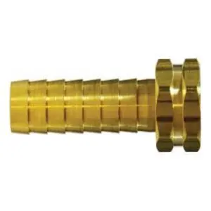 Straight Hex Swivel Adapter, 3/4-in Garden Hose Barbed x 3/4-in FGH, Brass