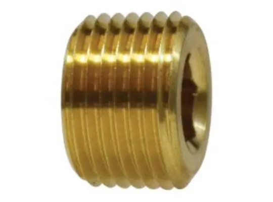 Countersunk Hex Plug, 1/16-in FNPT, 0.3 in, Brass