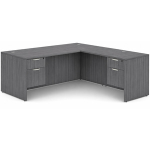 CLALD1039- Classic L-Shape Desk 66" W x 30" D with 47" Return and 2 Box/File Pedestals- Coastal Gray