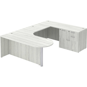 CLAUD1007R Executive Bullet U-Shape Typical 71" X 101" Desk- Silver Birch/Silver