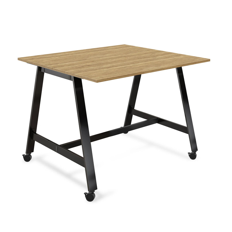 Signature Bistro Benching Table 48" x 60" - Aspen with Black Legs