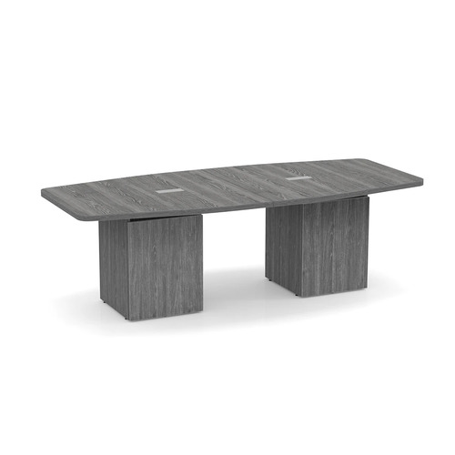 Boat-Shape Conference Table 8 Ft with Cube Base - Newport Grey