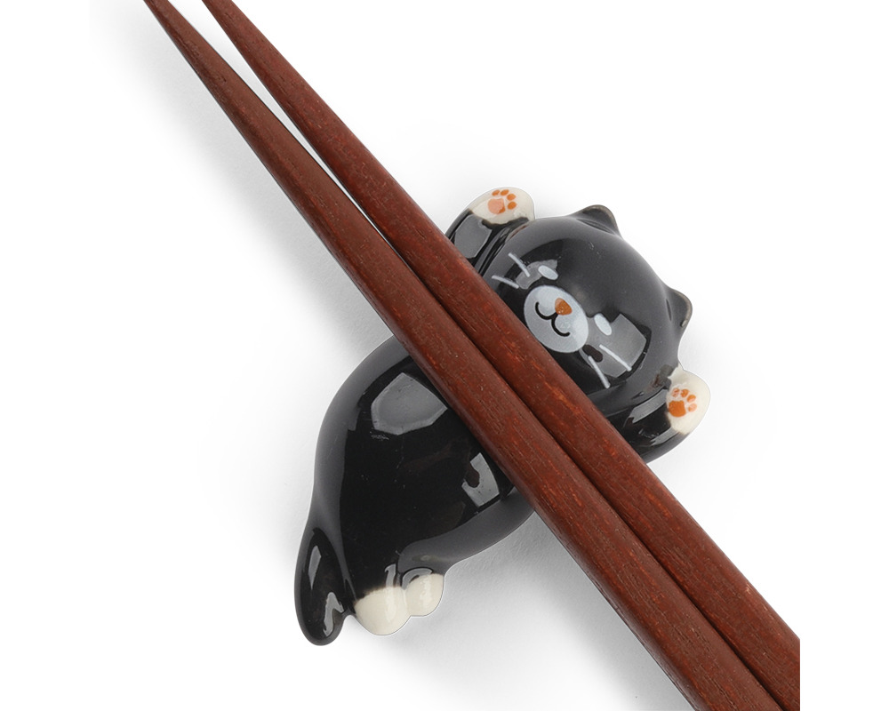 Chopstick Rest Cat Kuro Relaxing