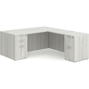 CLALD1048- Classic L-Shape Desk 71" W x 36" D with 47" Return and 2 Full Pedestals- Silver Birch