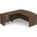 Classic L-Shape Bowfront Workstation 83" x 71" with Left Hand Return and Box/File Pedestal - Modern Walnut