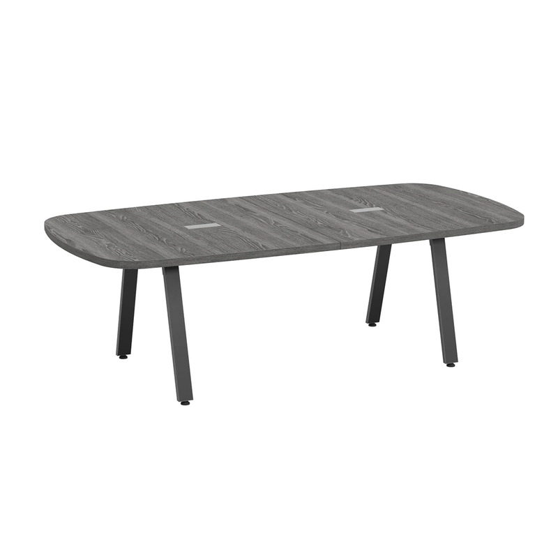 Signature Arena Conference Table 8 Foot - Newport Grey with Black Metal Legs