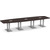 14' Classic Boat Shape Conference Table with Palmer Base - Espresso Top, Silver Brushed Base