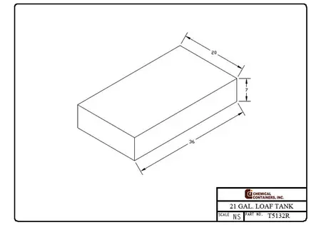 21 Gallon Polyethylene Rectangular Tank, 36" x 20" x 7"
