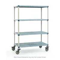 MetroMax Q Q436BG3 4-Shelf Industrial Plastic Shelving Mobile Cart, Open Grid Sh