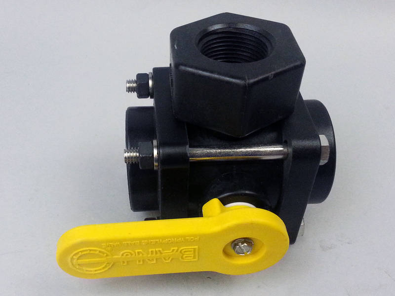 CCI 1" Banjo 3 Way Ball Valve Side Load Polypropylene