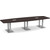 12' Classic Boat Shape Conference Table with Palmer Base - Espresso Top, Silver Brushed Base
