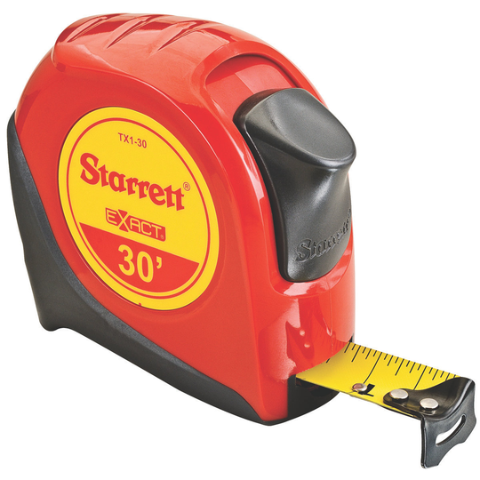 STARRETT KTX1-30-N Exact 1'' x 30' English Pocket Tape, Graduated in 1/16''