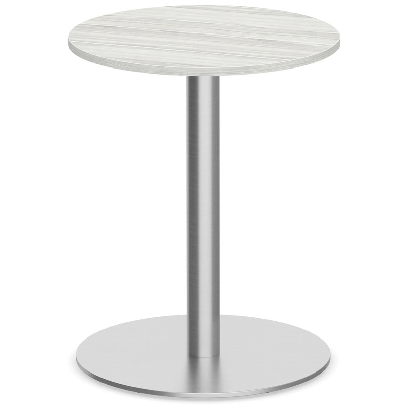 Classic Round Meeting Table 24" with Round Brushed Metal Base - Silver Birch