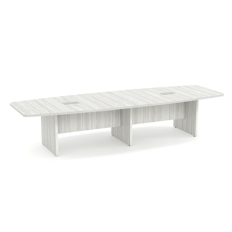 Classic Boat-Shape Conference Table 12 Ft - Silver Birch
