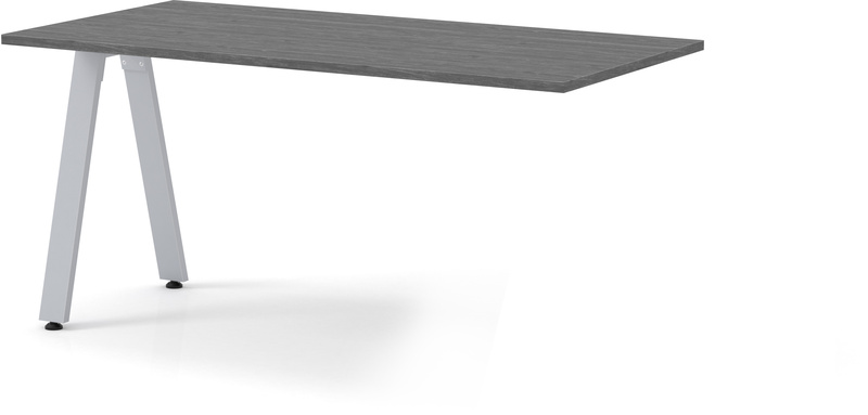 Signature Desk Return 24" x 42" - Newport Grey with Silver Metal Legs