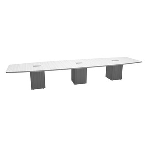 16ft Boat Shape, Cube Base,  Conference Table- SILVER BIRCH