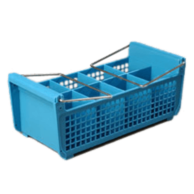 Carlisle Opticlean Perma-San Blue Flatware Basket with Handles