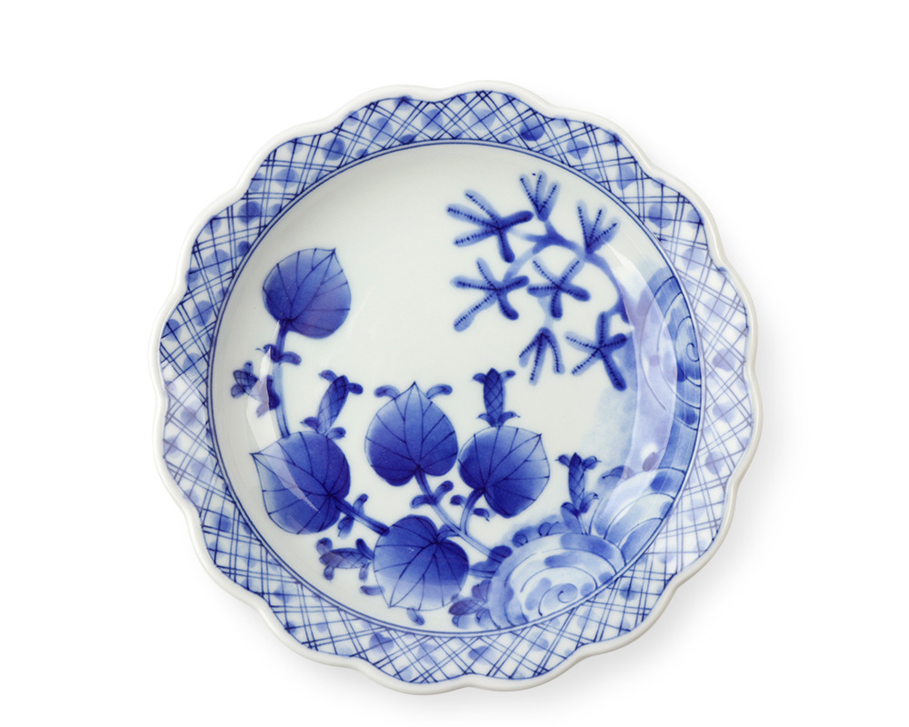 Blue & White Grass & Lattice 7.5"