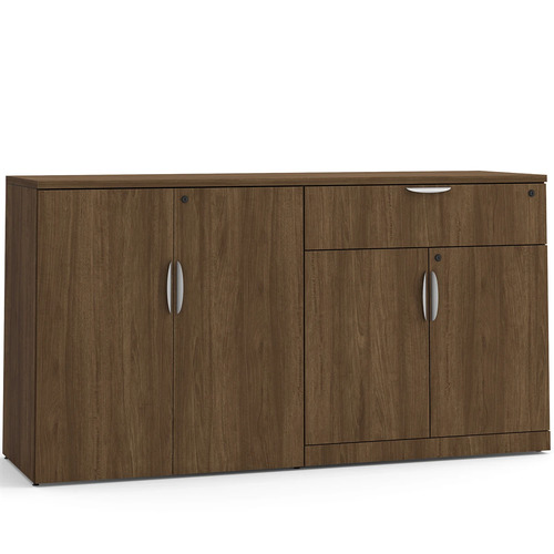 Lateral Storage Credenza with Buffet Drawer - Modern Walnut