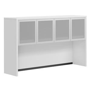 CLAHU3004- Hutch with 4 Silver Frame Glass Doors- White/Silver Glass