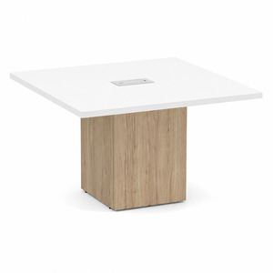 CUBSQ2139N 4ft Square Conference Table with Cube Base - White top, Aspen base