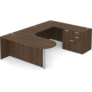 CLAUD1007R Executive Bullet U-Shape Typical 71" X 101" Desk- Modern Walnut/Silver