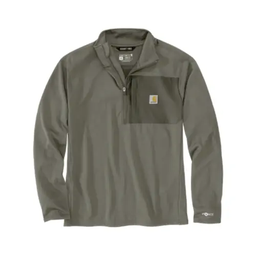 CARHARTT 106423 -  Force® Relaxed Fit Mock Neck Half-Zip T-Shirt - Dusty Olive
