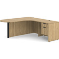 Classic L-Shape Bullet Workstation 77" x 71" with Right Hand Return and Box/File Pedestal - Aspen with Black Post Finish