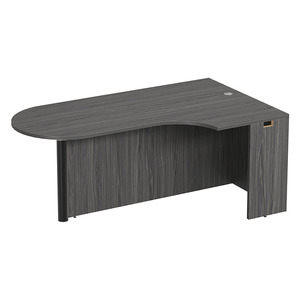 PL133R CORNER EXT. BULLET DESK w/POST - RIGHT- Coastal Grey & Black
