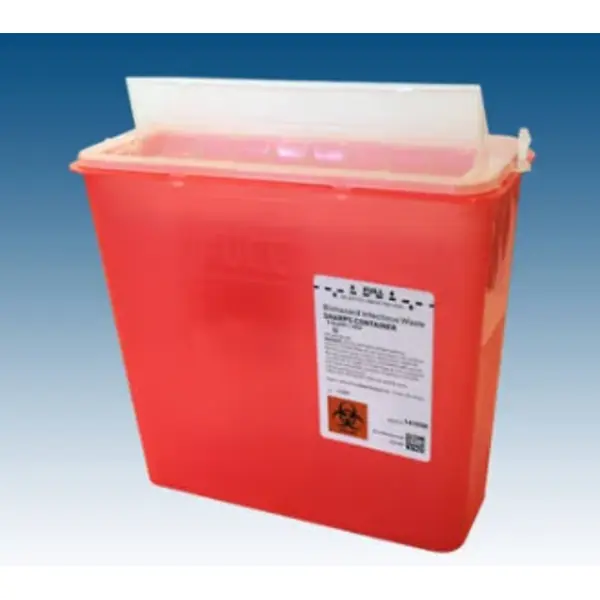  Sharps Container 5 qt Red, Horizontal Entry Lid 141020