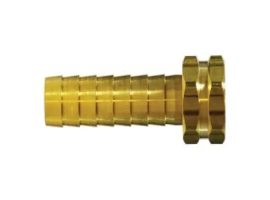 Straight Hex Swivel Adapter, 1 in Garden Hose Barbed x 1 in FGH, Brass