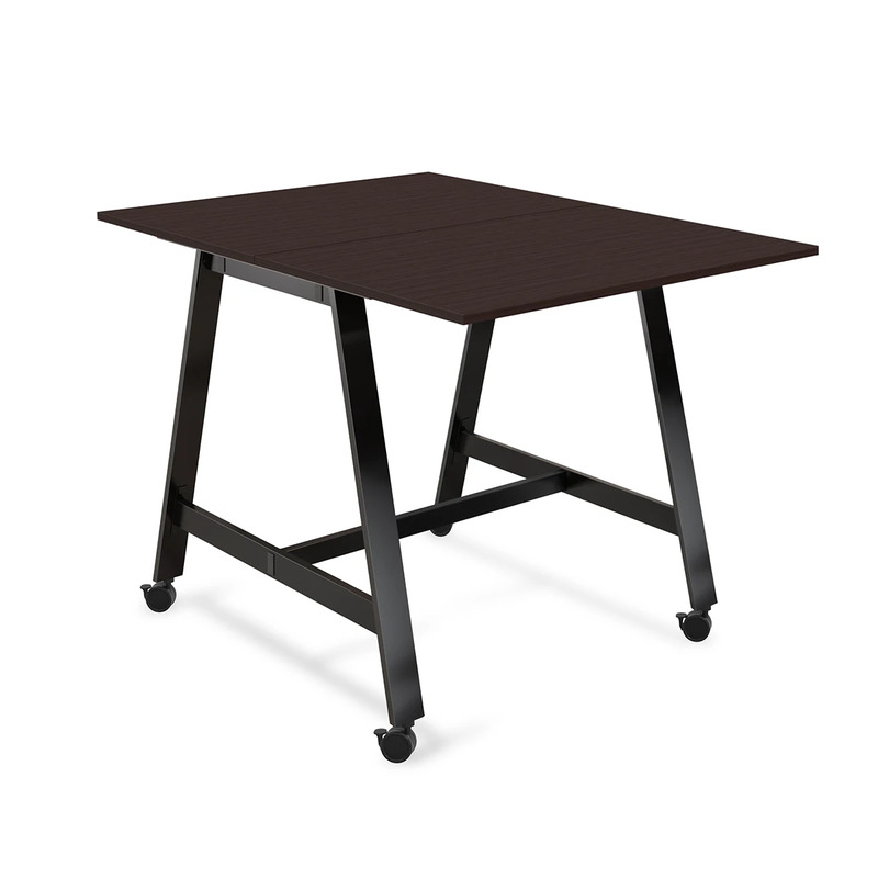 Signature Bistro Benching Table 60" x 48" - Espresso with Black Legs