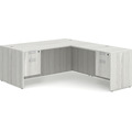 Classic L-Shape Desk 77" x 71" with 2 Box/File Pedestals - Silver Birch