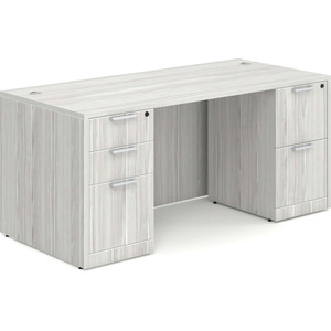 CLASD1028- Classic Desk 66" W x 30" D with Two Full Pedestals- Silver Birch