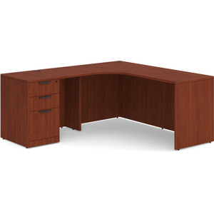 CLALD1005L- Left-Handed Classic L-Shape Workstation 66" W x 24" D with 42" Return and Box/Box/File Pedestal- Cherry