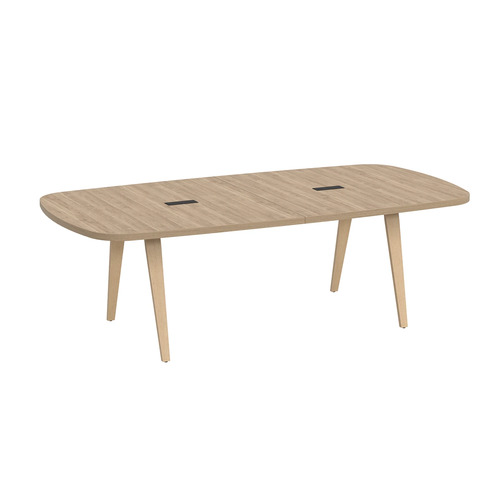 Signature Arena Conference Table 8 Ft - Aspen with Natural Oak Wood Legs