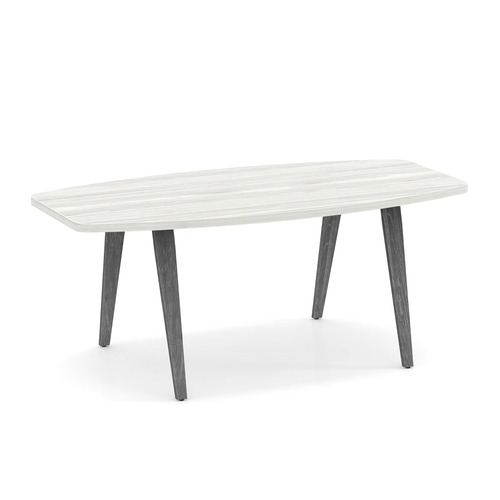Signature Boat-Shape Conference Table 6 Ft - Silver Birch with Newport Grey Legs and Black Hardware