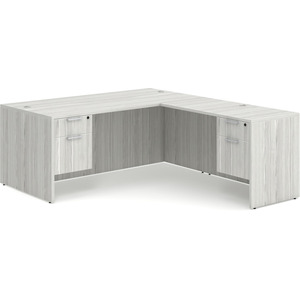 CLALD1043- Classic L-Shape Desk 71" W x 30" D with 47" Return and 2 Box/File Pedestals- Silver Birch