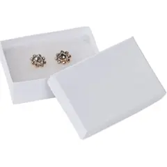 #32 3-1/16 X 2-1/8 X 1 WHITE EARRING JEWELRY BOX WITH COTTON, 100/CS