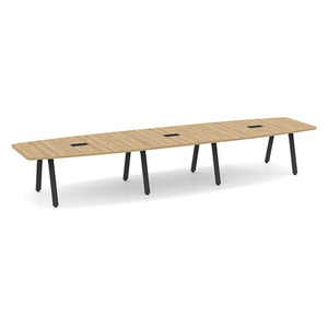 16ft Boat Shape, Signature Conference Table: Black Metal Base, Aspen Top